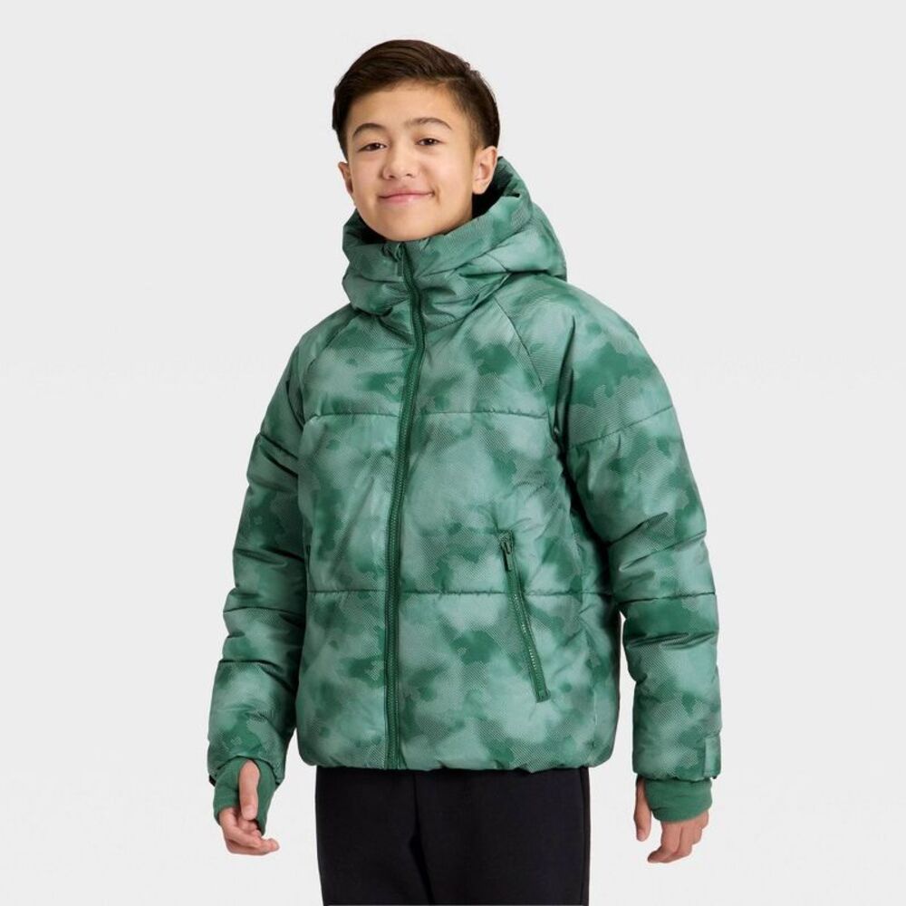 Boys' Puffer Jacket - All In Motion Green L